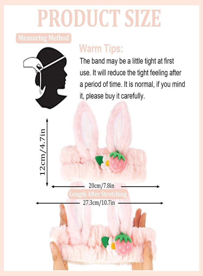 WHAVEL 3PCS Face Wash Headband and Wristband Set, Cute Rabbit Ears Headband for Washing Face Makeup Head band Wrist Towels Arm Bands (pink) - Image 2